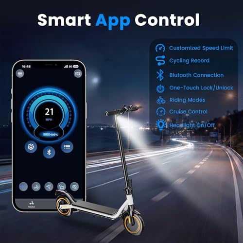 Image of Electric Scooter - Electric Scooter Adults, 1000W /500W Motor, 25 /21 /18 MPH, 10'' /8.5'' Tires, 28 /23 /21 Miles, APP Control, Dual Brake, Long Range Electric Scooter for Gift