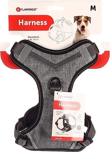 Flamingo Dog Harness Heron Grey M 28-37cm 36-48cm 20mm - Image 3