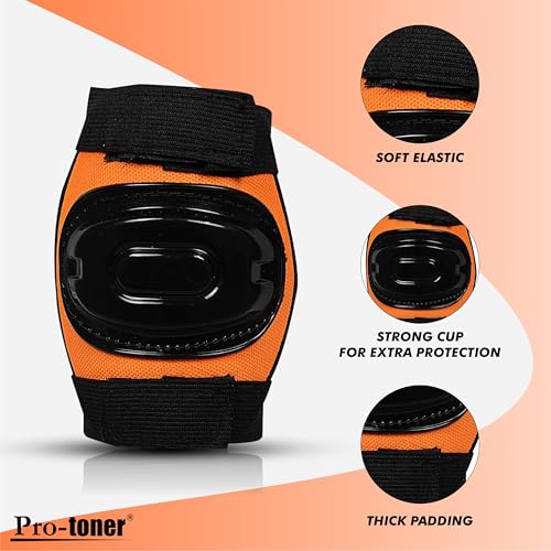 Image of Protoner Kids Skating Protection Kit with Helmet, Knee Pads, Elbow Pads and Wrist Guards,Multiple Colors & Sizes (Orange, Small)