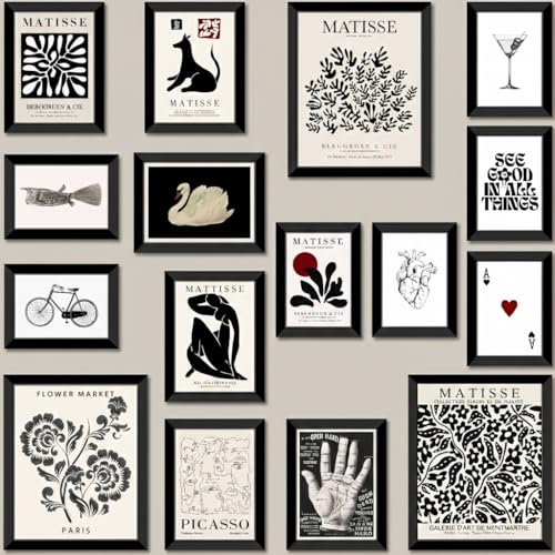 LANCHI95 16 PCS Black and White Home Decor, Eclectic Wall