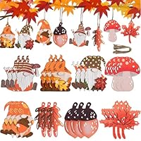 FZYESNO 24er Set Herbstdeko zum Aufhängen, Holz Herbst Dekoration, Herbstdeko Innen und Draußen, Bunte Herbst Deko, Herbstdeko Fenster Hängend, Deko Herbst mit Seil für Herbst und Thanksgiving (Groß)