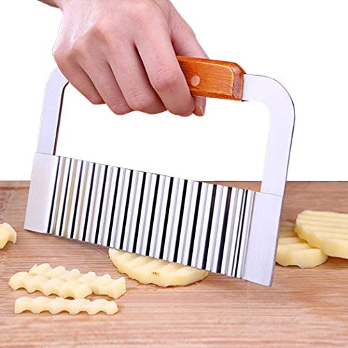 BingGoGo Stainless Steel Wide Crinkle Cutter Cutting Tool,Salad Chopping Knife,Potato Vegetable Slicer, 7.3"
