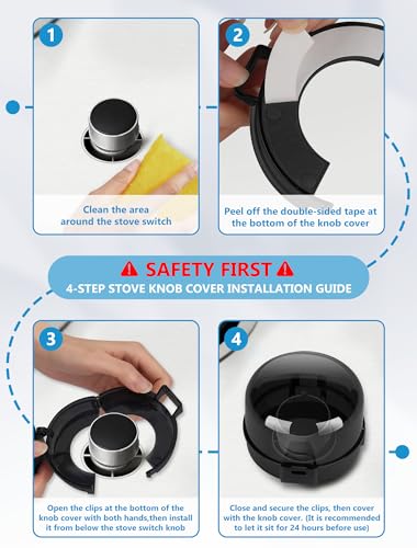 Stove Knob Safety Covers, 6 Pack Universal Gas Stove Knob Covers, Heat-Resistant Baby Proof Stove Knob Covers, Gas Stove Knob Locks for Child Safety and Pet (Black) - Image 6