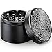 iRainy Molinillo de Hierbas de Aluminio (4 Unidades) Portátil Grinder con Atrapador, Regalo Ideal para Hombres Mujeres (Negro)
