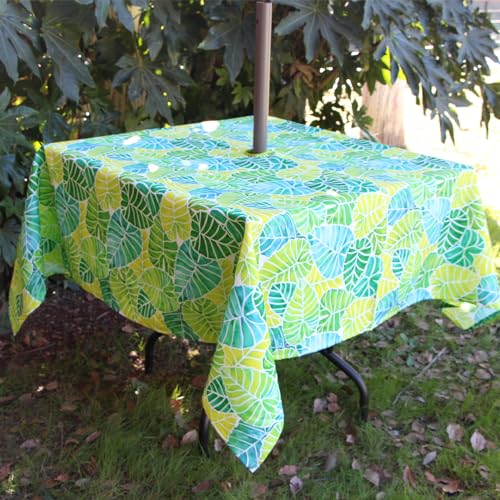 Image of EHouseHome Outdoor and Indoor 60x60 inch Tablecloth with Umbrella Hole and Zipper, Waterproof Zippered Patio Cloths, Spring /Summer Table Covers for Backyard Circular Table /BBQs /Picnic