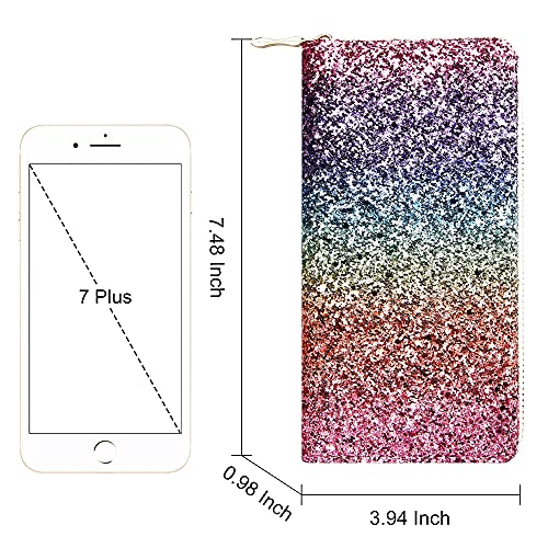 KUKOO Glitter Wallet for Women Shiny Long Phone Clutch Purse Ladies Card Holder3