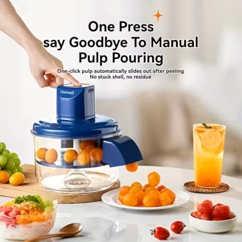 Image of Featwell Electric Grape Peeling Machine, Automatic Vegetable Peeler for Grape Cherry & Garlic Tomato, 20-Second Fast Peeling, Rechargeable & Easy Wash, for Home and Commercial Kitchens