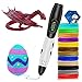 LELYFIT Stylo 3D, Stylo d’Impression 3D avec LCD, Compatible avec Filaments PLA ABS, avec 12 * 3.3 Mètre Multicolores Filament PLA de 1.75 mm Cadeau - Stylo 3D pour Enfant et Adulte(Noir-Blanc)