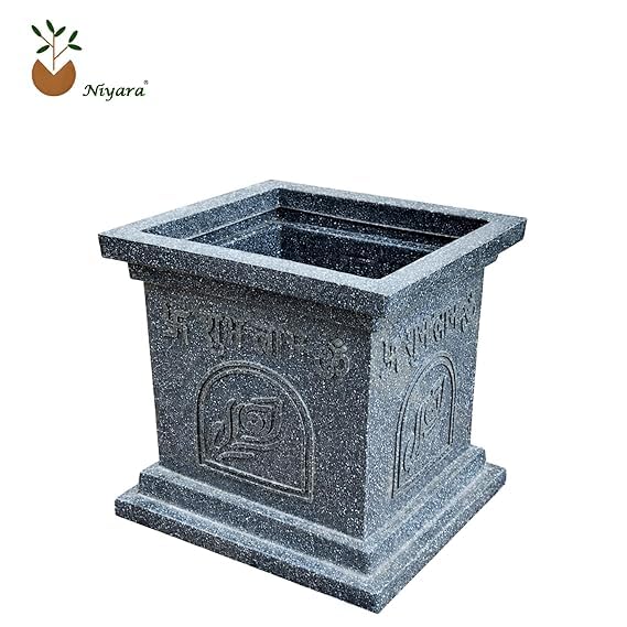 Image of Niyara Tulsi Ceramic Pot for Indoor, Outdoor, Home Office, Pooja Plants Gamla (FRP, Grey 16 inch)