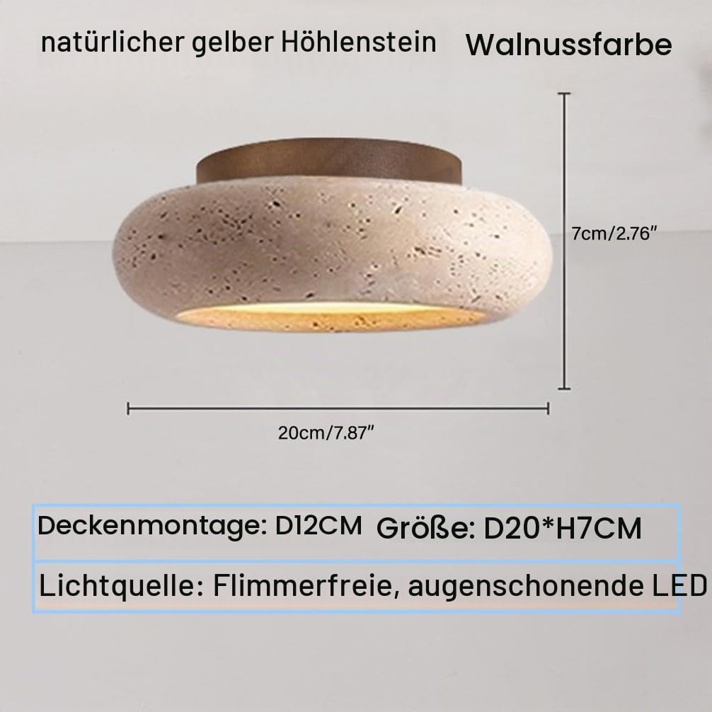 Gelb Travertin Deckenleuchte Natürliche Stein Deckenleuchten Wabi Sabi Stil Deckenlampe für Wohnzimmer Flur Schlafzimmer Küche,K2