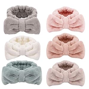 6 Pack Spa Hoofdband voor Vrouwen Zachte Strik Haarbanden Pluizige Make-up Hoofdbanden Cosmetische Hoofdbanden Fleece…