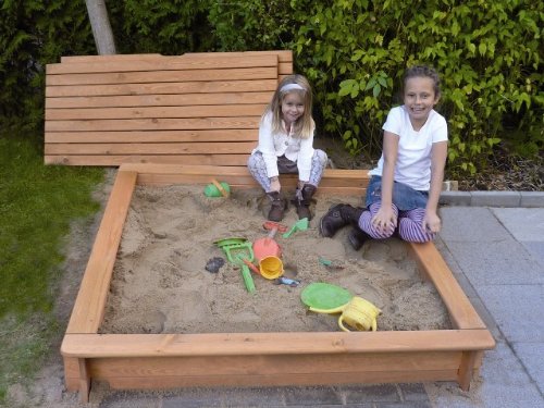 Promadino Sandkiste Tessa mit Abdeckung, 140 x 140 cm