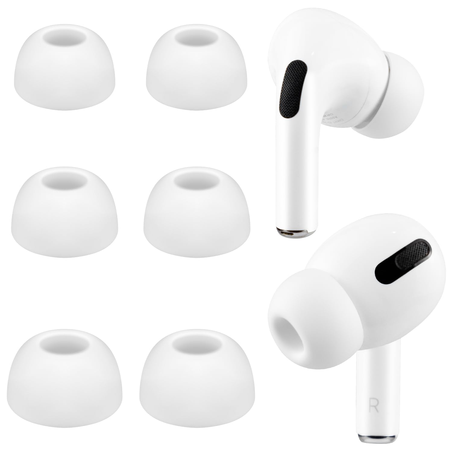 SOULWIT Silicone Replacement Ear Tips for AirPods Pro & Pro 2, 3 Pairs Noise Isolation Anti-Slip Earbuds Eartips with Portable Storage Case (White,S/M/L)
