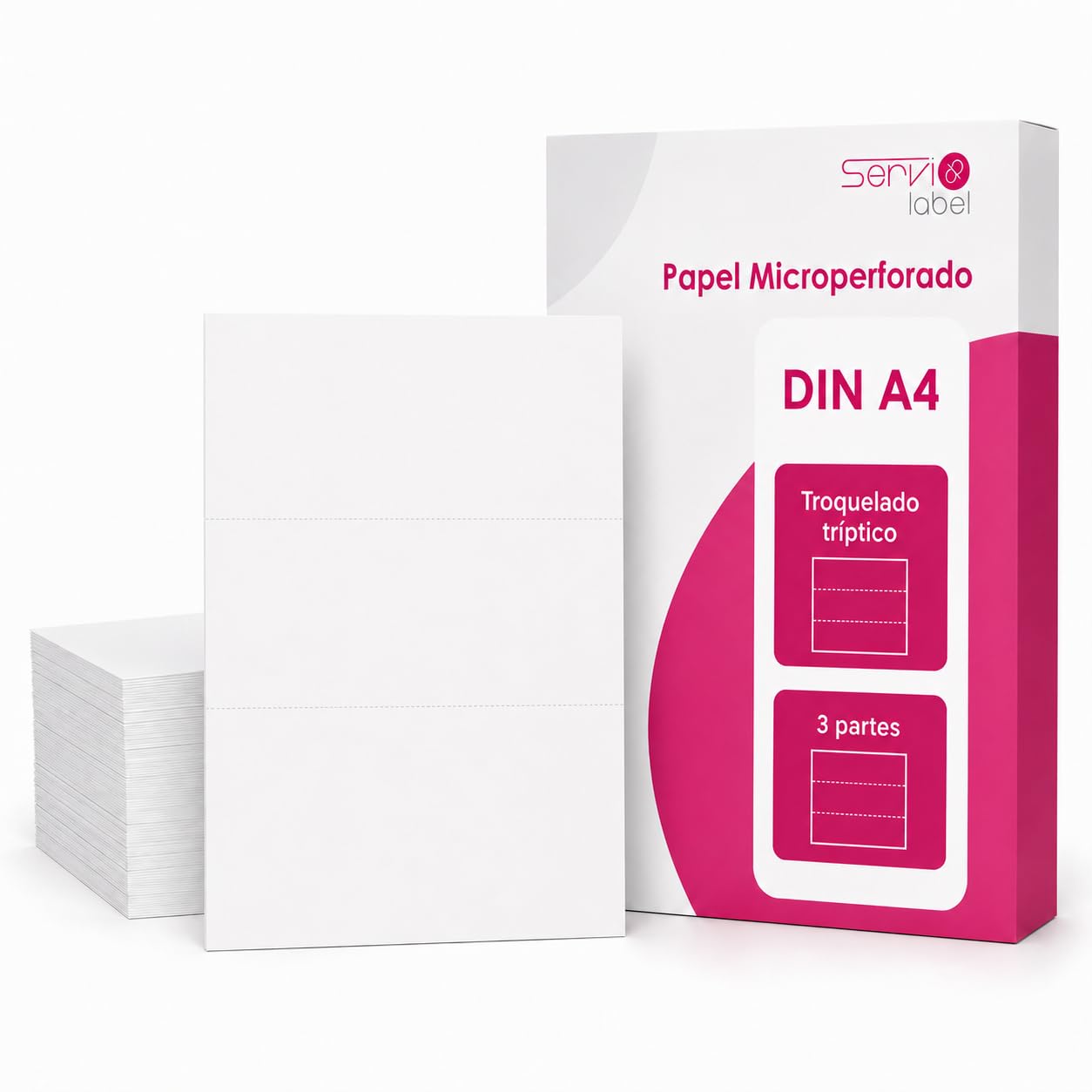 Papel Microperforado DIN A4 troquelado en tres partes separables 8