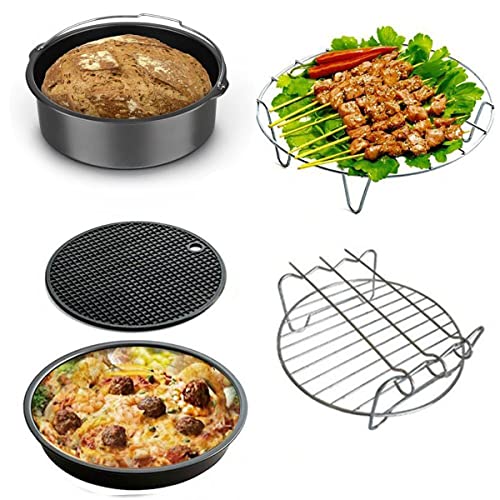 Conjunto de 5 Accesorios para Freidora Universal con Barra para Pastel de 7 Pulgadas, Plancha para Pizza, Estante para Brochetas, Mantel de Silicona y Soporte Metálico, Apto para Freidoras de 3.7QT a 5.8QT miniatura 4