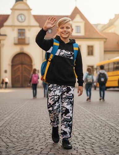 Image of Boys Clothes Boy Outfits 2-Piece Long Sleeve Hoodie and Camouflage Pants Boys Fall Winter Clothes for 6-16 Years