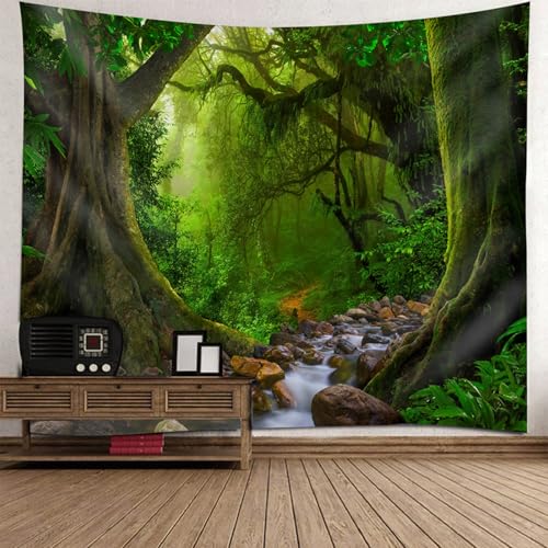 Tapisserie murale jungle et ruisseau tissu grand format 350x256 cm