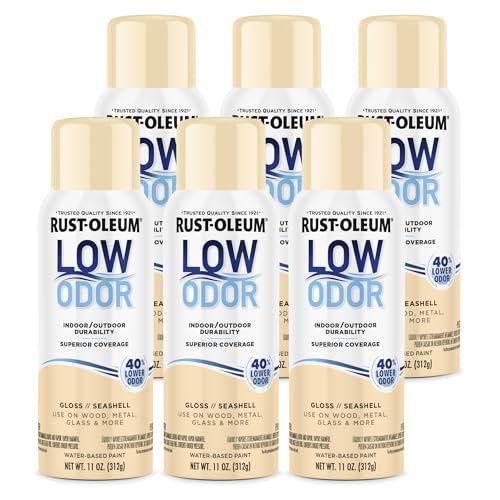 Image of Rust-Oleum Low Odor Premium Spray Paint, 11 oz, Gloss Seashell, 6 Pack
