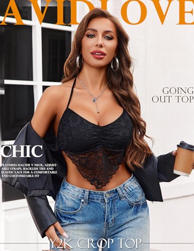 Avidlove Lace Tops for Women Sexy Crop Top Halter V Neck Cami Lingerie Y2K Camisoles 2025 Trendy2