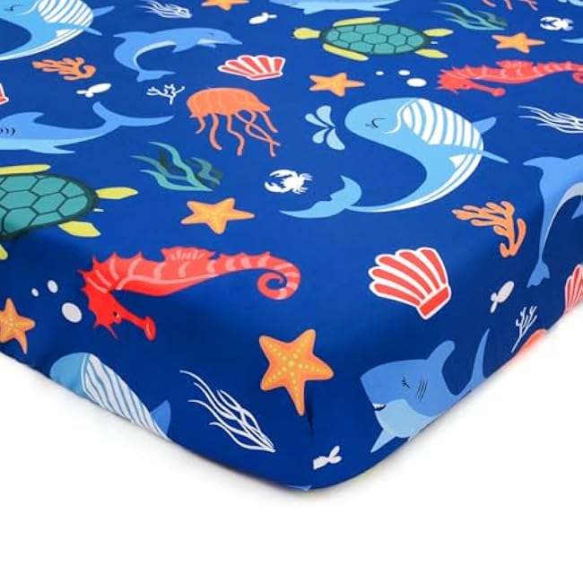 JISEN Baby Crib Sheet 1 Piece Portable Fitted Crib Sheet for Standard Crib and Toddler Mattresses Nursery Bed Decor for Boys Girls 28x52 Halloween Ghost