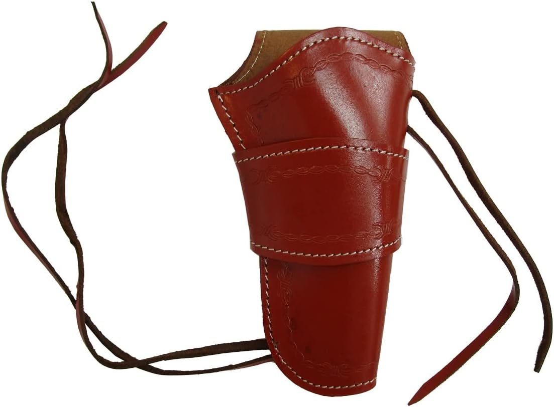 Western Cowboy Holster Barbed Tooled Leather Single Action Revolver Gun CASE - Right Handed
