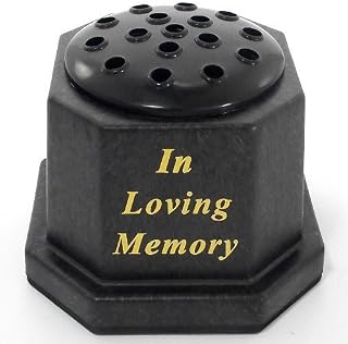 Memorial Square Grave Vase Black Gold In loving Memory