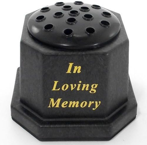 Memorial Square Grave Vase Black Gold In loving Memory
