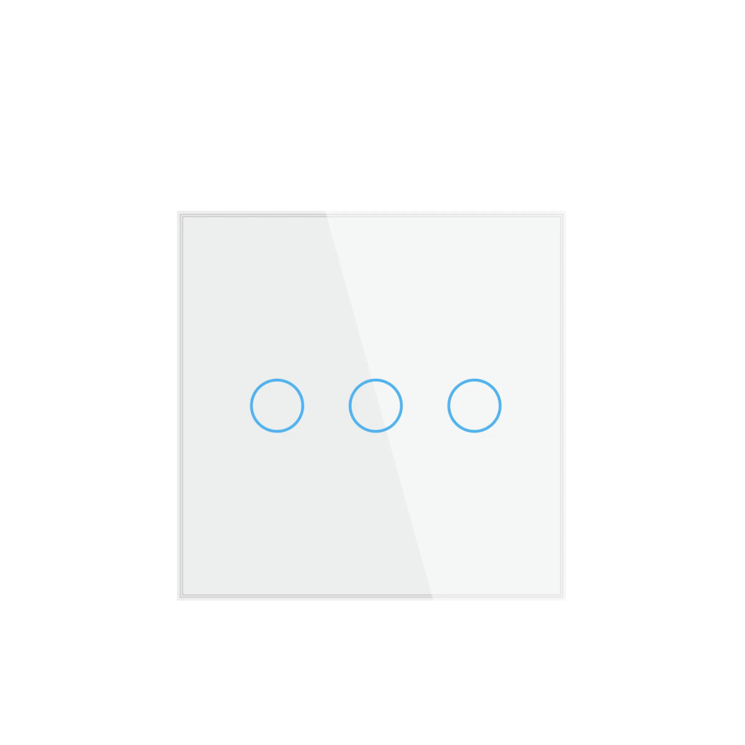 Tuya ZigBee Smart Light Switch EU US Touch Panel Wall Switch 1 2 3 Gang Compatible with Alexa Hey Goge Wiring Optional-White 3 Gang EU