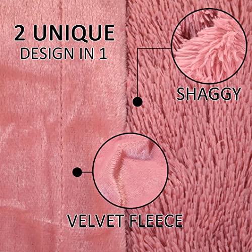 YUSOKI Pink Queen Faux Fur Winter Blanket,2 Layers,90"x90" Without Pillows Big Soft Plush Fuzzy Large Warm Fluffy Throw Blanket for Bed