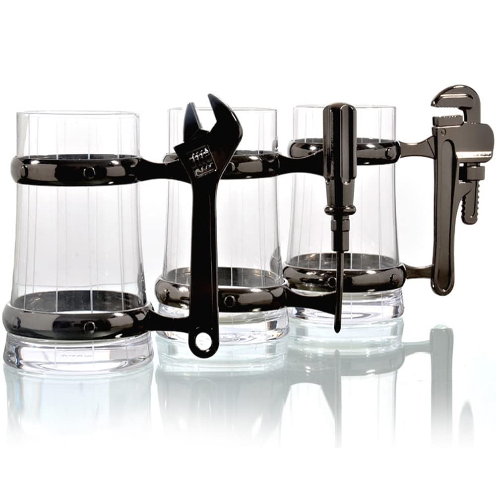 Vasos de Cerveza Grandes con asa, jarras de Vidrio de 17.6 oz, Juego de Vasos de Jarra de Cerveza para Agua, Vino, Jugo y decoración de Comedor de Bar,B