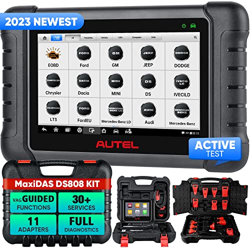 Autel MaxiDAS DS808K Bidirectional Control Car Diagnostic Scan Tool - 2023 Upgrade of DS808 DS708 MP808 with $200 Value Adaptors, Same As MaxiSYS MS906, Offline ECU Programming, 30+ Services, FCA SGW