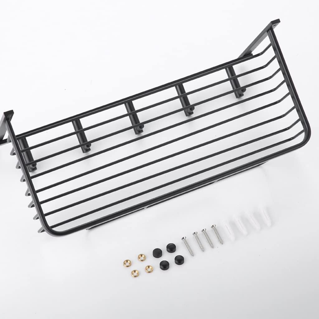 Estantes Estantes de Ducha de Esquina de Baño Estantes Flotantes Negro Cesta de Malla Ampliadare Completo Colgador de Toallas Colgante de Pared Inodoro Almacenamiento Cosmético Resistente a