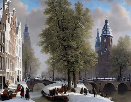 Art mural Amsterdam style de neige impression sur toile haut de gamme SERENDIPITP 58x90