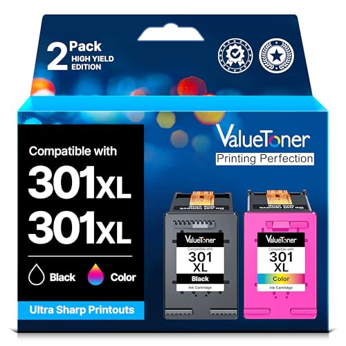 Valuetoner 301 301 XL Druckerpatronen Kompatibel für HP 301 Druckerpatronen Multipack für HP Envy 4500 5300 4504 5534 5532 Officejet 4630 4632 Deskjet 2540 1510 (1 Schwarz 1 Farbe)