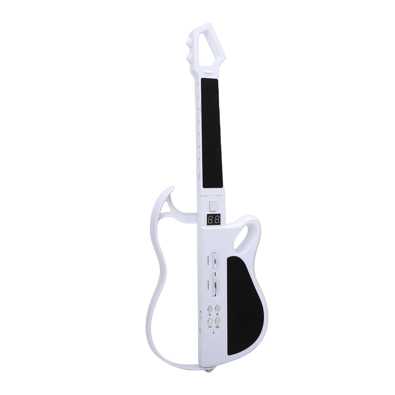 Tissting Chitarra Elettrica Giocattolo Per Bambini Pieghevole Senza Corde - 7 Suoni, Batteria Ricaricabile, 4 Ritmi, Cinturino Incluso Per Musica In Famiglia E All'Aperto (White)