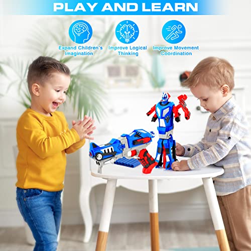 Optimus Prime Transformer Toy Gun - Transforming Foam Bullet Blaster 2-In-1 Transform Robot Pistol With 40 Soft Darts And 1 Wristband Shooting Game Strike Pistola For 3+ Year Old Kids Boys Gifts #TOP4