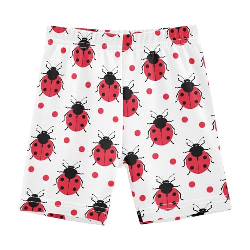 Cartoon Ladybug Pattern Girls Shorts Elastic Waist Sports Shorts Girls Leggings Pants for 4-10 Years