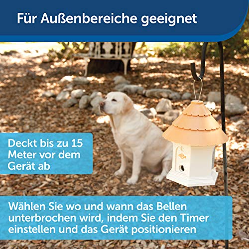 PetSafe Ultraschall Bellkontrolle Deluxe für Außenbereiche, Anti- Bellkontrolle mit digitalem Timer, 15 Meter Reichweite, Hundeerziehung ohne Halsband, ohne Stromschlag, batteriebetrieben