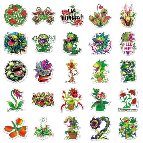 Playful Carnivorous Plant Vinyl Stickers, 50 PCS Venus Flytrap & Nepenthes Decals for Laptops Scrapbooking, Journals - Image 3