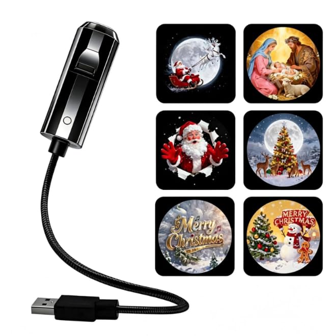 Christmas Projector Indoor, Plug and Play HD Christmas Projector，A-6Pcs