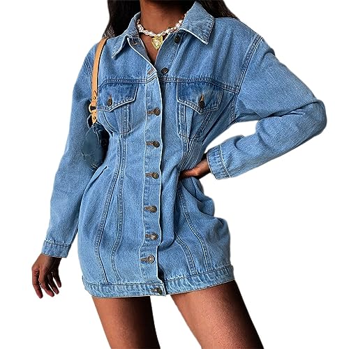 Onsoyours Damen Jacke Mantel Lange Denim Jacket Kleider Sexy Bodycorn...