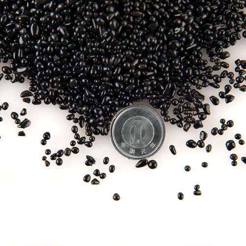 Charmoon アクアリウム 水槽 飾り石 1-3mm 500g カラフル 彩り ガラス クリスタル 底砂 砂利 DIY 園芸 (ブラック)