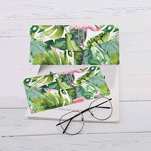 InterestPrint Flamingoa Palm Leaves Foldable Triangle Sunglasses Case Eyeglasses Holder Hard Shell - Thumbnail 4