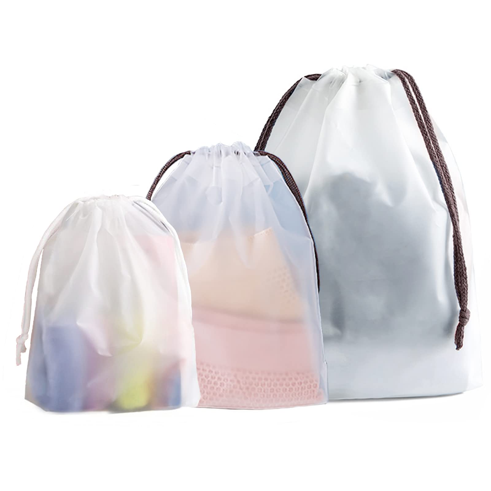 Amazon.co.jp: 防水 巾着袋 ビニール 巾着袋 セット 3サイズ S/M/L