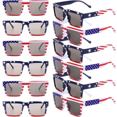 American Flag Sunglasses Bulk Patriotic Plastic USA Independence Day Glasses for 4th of July Party Supplies