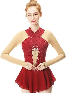 QtthZZr Women's Figure Skating Competition Dress Ice Skating Performance Pleated Costume for Girls Rhythmic Gymnastics Leotards