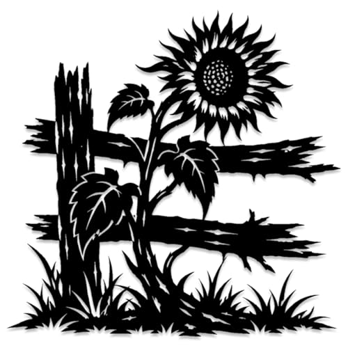 Sunflower Garden Fence Metal Wall Art Metal Outdoor Decor Metal