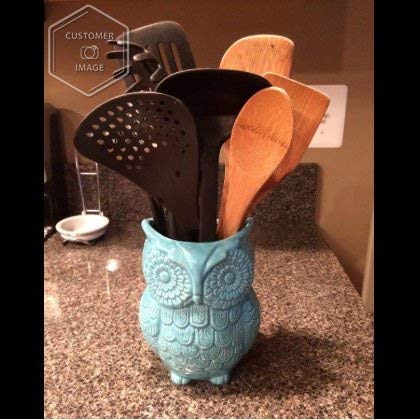 Comfify Uil Gereedschapshouder Decoratief Keramisch Kookgerei Crock & Organisator, in Mooie aqua-blauw Kleur… - Image 8