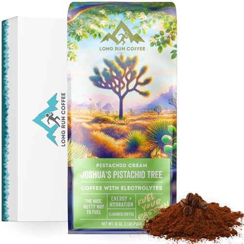Image of Long Run Coffee - Hydrating Coffee with Electrolytes - All Natural Energy + Hydration + Recovery for Athletes - Stomach Friendly Electrolyte Coffee for Runners (1 lb, Pistachio Cream)