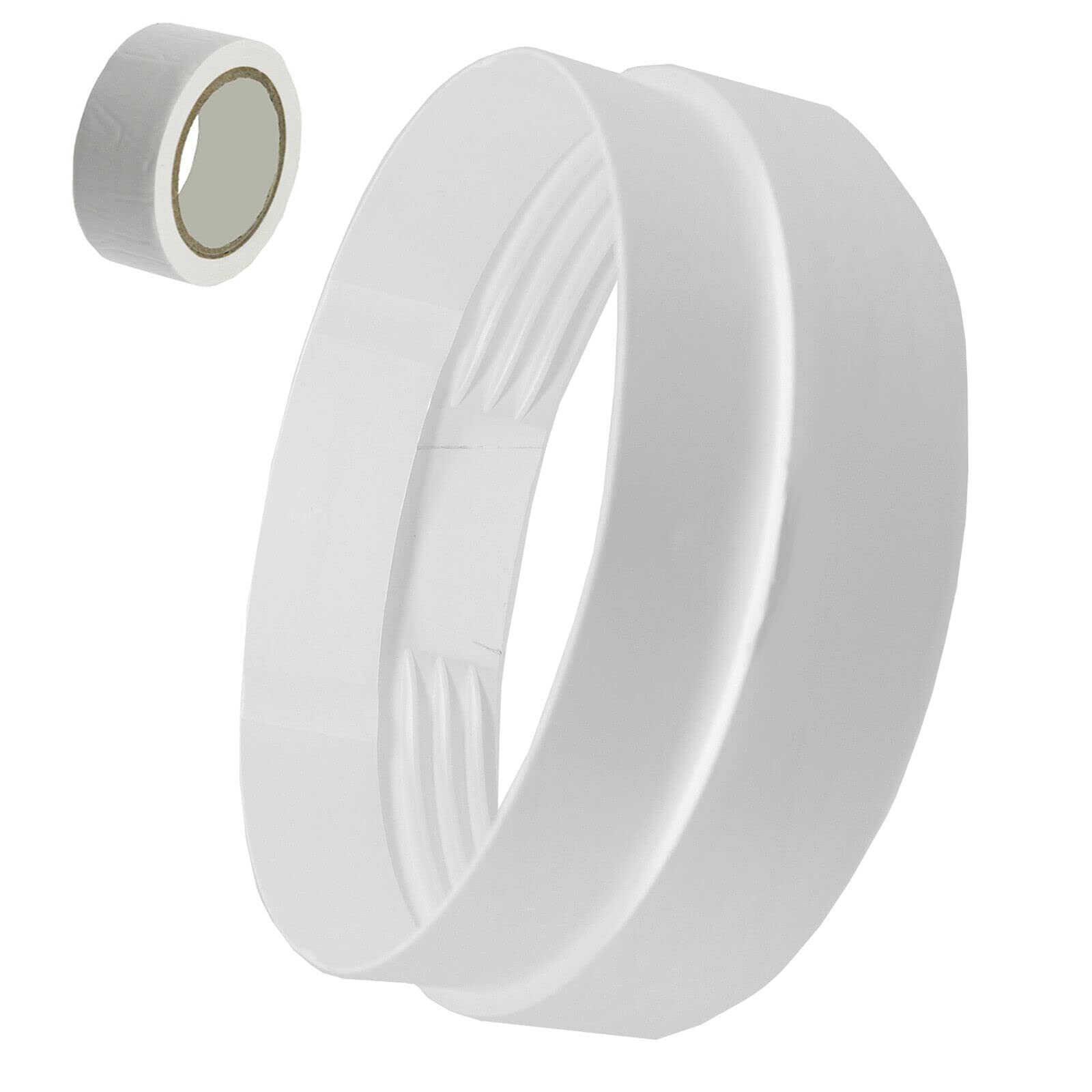 SPARES2GO Cooker Hood Vent Hose Connector Adaptor Kit 6" 150mm Threaded Duct Outlet Ring + Sealing Tape